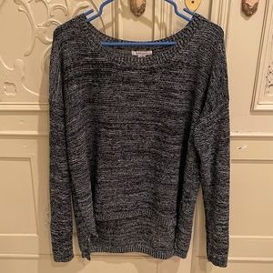 Black and white sweater with elbow patches